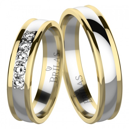 Nikola Colour GW - snubné prstene z bieleho a žltého zlata