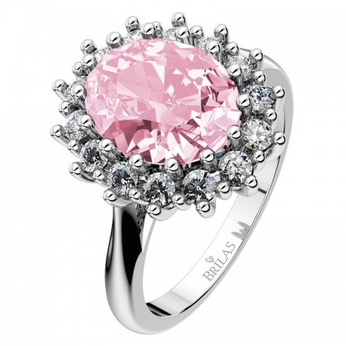 Megan P White - výnimočný zásnubný prsteň z bieleho zlata a ružového zirkónu