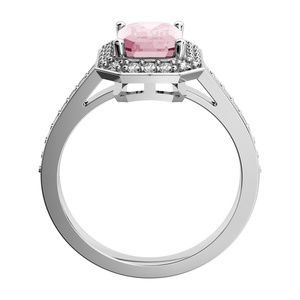 Olivia P White - veľkolepý zásnubný prsteň z bieleho zlata a ružového zirkónu
