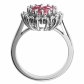 Megan P White výnimočný zásnubný prsteň z bieleho zlata a ružového zirkónu