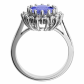 Megan B White výnimočný zásnubný prsteň z bieleho zlata a modrým zirkónom