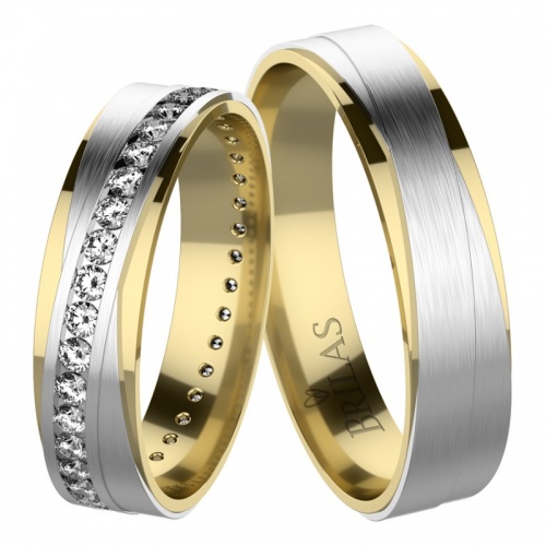 Xali Colour GW - snubné prstene z bieleho a žltého zlata