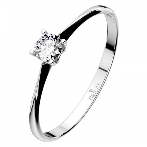 Lyra White -  tradičné zásnubný prsteň z bieleho zlata