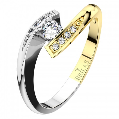 Nuriana Colour GW Briliant - nevšedný zásnubný prsteň v bielom a žltom zlate s briliantmi