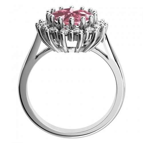 Megan P White - výnimočný zásnubný prsteň z bieleho zlata a ružového zirkónu
