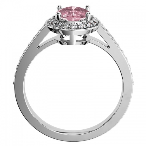 Alice P White -  efektné zásnubný prsteň z bieleho zlata a ružovým zirkónom