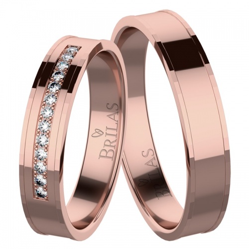 Saskia Red - snubné prstene z růžového zlata