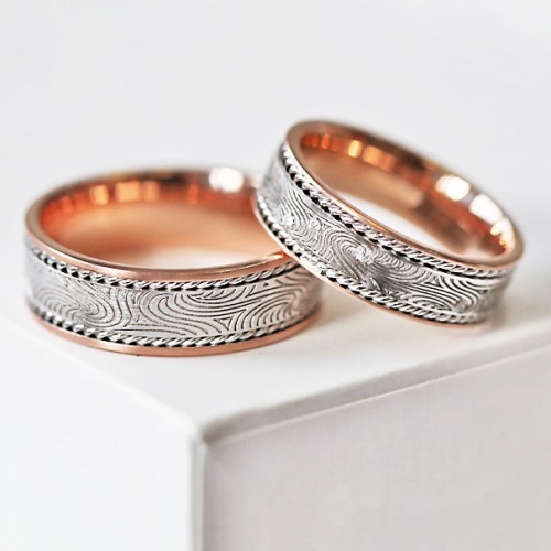 Keren Colour RW - snubné prstene z bieleho a červeného zlata