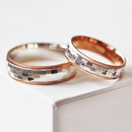 Kasimira Colour RW - snubné prstene z bieleho a červeného zlata