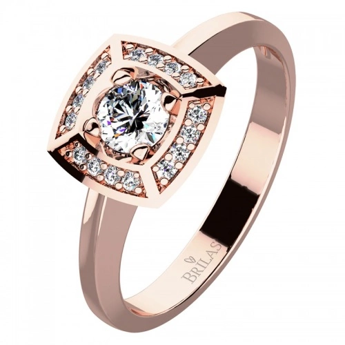 Miron Red Briliant - okázalý zásnubní prsten z růžového zlata 