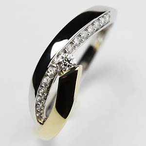 Alisa Colour GW Briliant - zásnubný prsteň z bieleho a žltého zlata