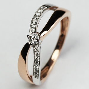 Armani Colour RW Briliant - zásnubný prsteň z bieleho a červeného zlata
