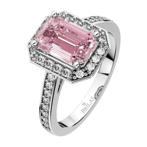 Olivia P White - veľkolepý zásnubný prsteň z bieleho zlata a ružového zirkónu