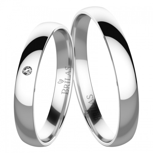 Mariana White  moderné snubné prstene z bieleho zlata v nadčasovom dizajne