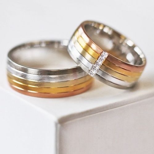 Edna Colour WGR snubné prstene z bieleho, žltého a červeného zlata