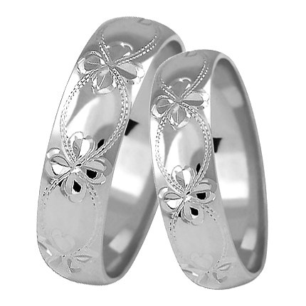 Pellegrino White snubné prstene so vzorom kvetov